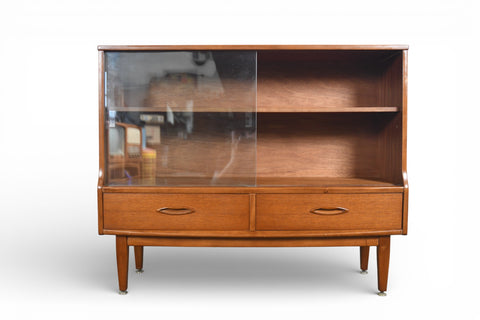 NARROW CURIO CABINET IN TEAK + GLASS BY JENTIQUE