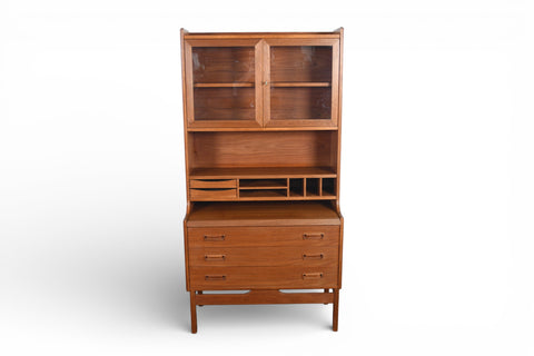 DANISH MODERN BOOKCASE / SECRETARY DESK WITH CURIO TOP BY P WESTERGAARDS