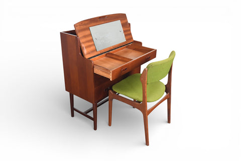 MID CENTURY SECRETARY DESK / VANITY IN TEAK