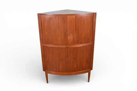 JOHANNES ANDERSEN BOW FRONT TAMBOUR CORNER UNIT IN TEAK