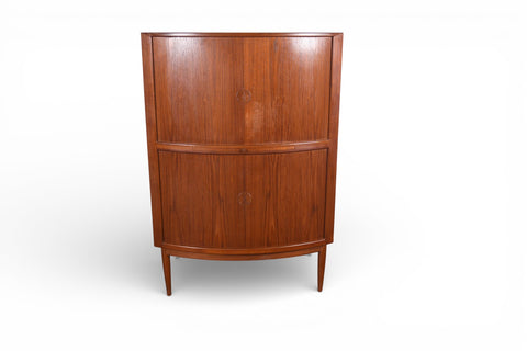 JOHANNES ANDERSEN BOW FRONT TAMBOUR CORNER UNIT IN TEAK