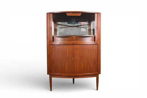 JOHANNES ANDERSEN BOW FRONT TAMBOUR CORNER UNIT IN TEAK