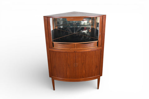 JOHANNES ANDERSEN BOW FRONT TAMBOUR CORNER UNIT IN TEAK