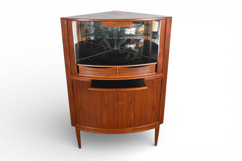 JOHANNES ANDERSEN BOW FRONT TAMBOUR CORNER UNIT IN TEAK