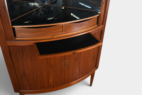 JOHANNES ANDERSEN BOW FRONT TAMBOUR CORNER UNIT IN TEAK