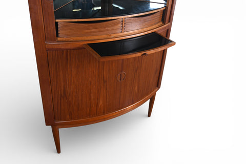 JOHANNES ANDERSEN BOW FRONT TAMBOUR CORNER UNIT IN TEAK