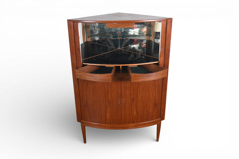 JOHANNES ANDERSEN BOW FRONT TAMBOUR CORNER UNIT IN TEAK