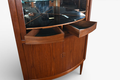 JOHANNES ANDERSEN BOW FRONT TAMBOUR CORNER UNIT IN TEAK