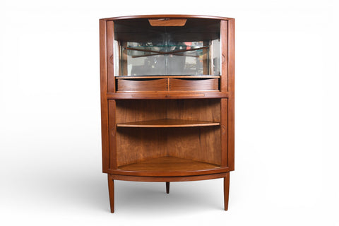 JOHANNES ANDERSEN BOW FRONT TAMBOUR CORNER UNIT IN TEAK