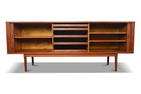 LARGE TAMBOUR CREDENZA / ROOM DIVIDER IN TEAK BY PETER LØVIG NIELSEN