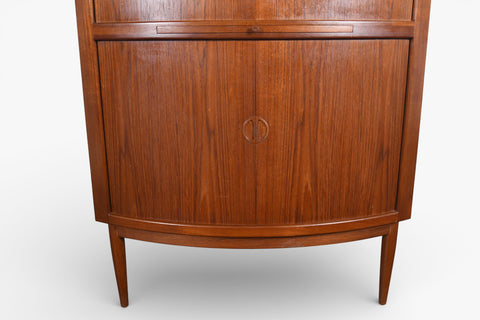 JOHANNES ANDERSEN BOW FRONT TAMBOUR CORNER UNIT IN TEAK