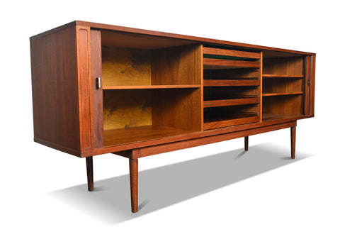 LARGE TAMBOUR CREDENZA / ROOM DIVIDER IN TEAK BY PETER LØVIG NIELSEN