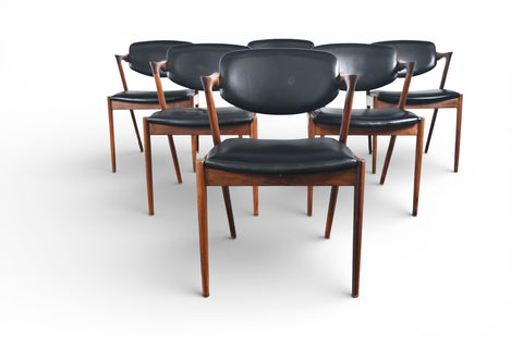 SET OF SIX KAI KRISTIANSEN MODEL 42 DINING CHAIRS IN ROSEWOOD