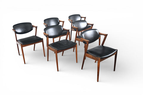 SET OF SIX KAI KRISTIANSEN MODEL 42 DINING CHAIRS IN ROSEWOOD