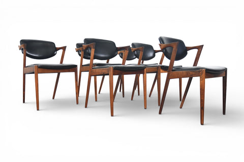 SET OF SIX KAI KRISTIANSEN MODEL 42 DINING CHAIRS IN ROSEWOOD