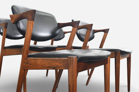 SET OF SIX KAI KRISTIANSEN MODEL 42 DINING CHAIRS IN ROSEWOOD
