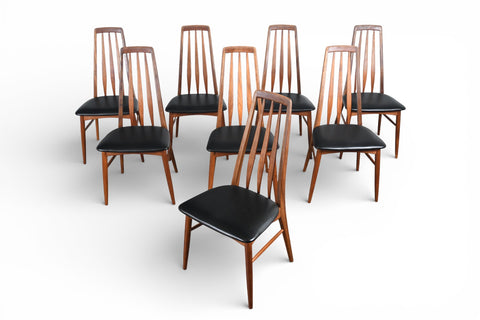 SET OF EIGHT NILS KOEFOED "EVA" HIGHBACK DINING CHAIRS IN TEAK