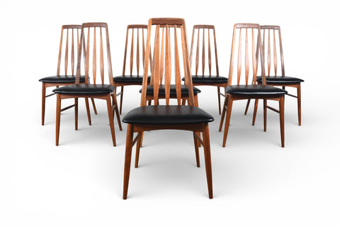 SET OF EIGHT NILS KOEFOED "EVA" HIGHBACK DINING CHAIRS IN TEAK