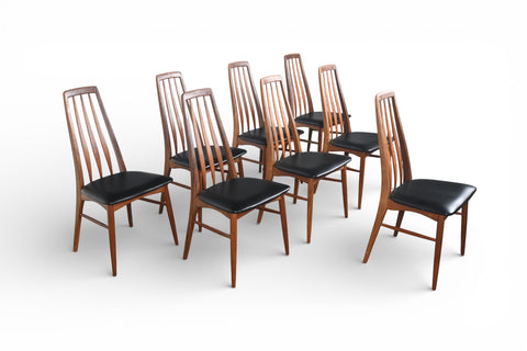 SET OF EIGHT NILS KOEFOED "EVA" HIGHBACK DINING CHAIRS IN TEAK