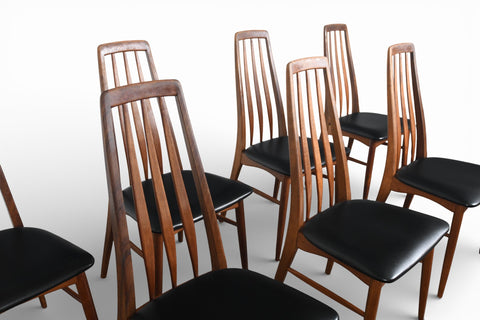SET OF EIGHT NILS KOEFOED "EVA" HIGHBACK DINING CHAIRS IN TEAK
