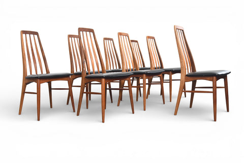 SET OF EIGHT NILS KOEFOED "EVA" HIGHBACK DINING CHAIRS IN TEAK