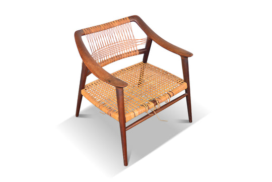 RARE "BAMBI" LOUNGE CHAIR IN TEAK + CANE