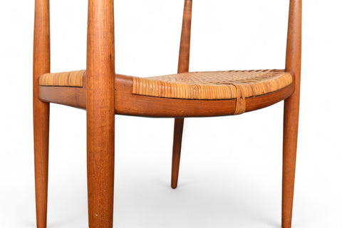 24.5 in teak Wegner Round Chair, cane seating, elegant Danish woodworking
