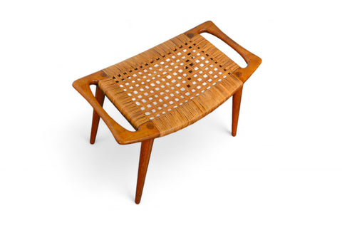 ORIGINAL HANS WEGNER JH-539 STOOL IN TEAK + CANE