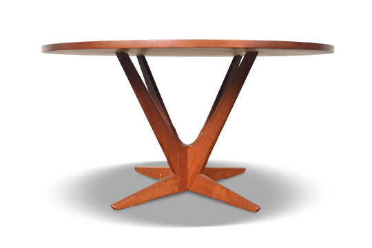 ROUND STARBURST TEAK PEDESTAL COFFEE TABLE BY HOLGER GEORG JENSEN
