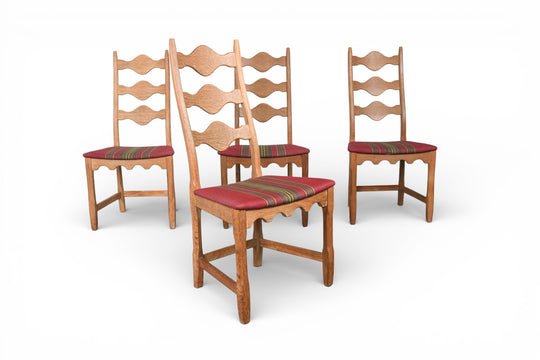 SET OF FOUR HIGHBACK DINING CHAIRS IN OAK BY HENNING KJAERNULF