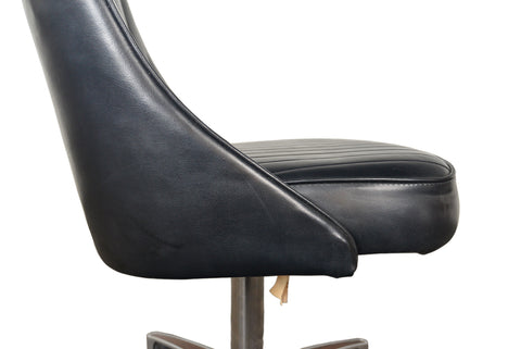 Chromcraft swivel dining chair set of 8, black vinyl, cast aluminum frames, walnut detail