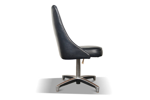 Eight Chromcraft chairs, swivel dining style, black vinyl seating, period design