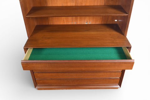 SVEND AAGE RASMUSSEN FIVE DRAWER CHEST WITH BOOKCASE HUTCH