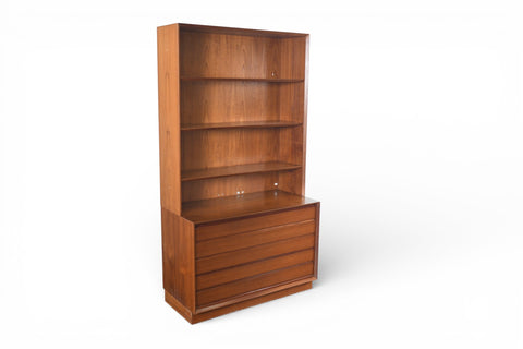 SVEND AAGE RASMUSSEN FIVE DRAWER CHEST WITH BOOKCASE HUTCH