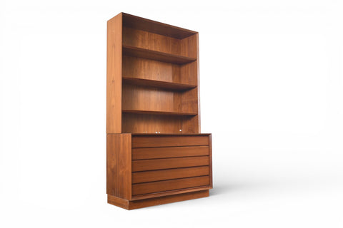 SVEND AAGE RASMUSSEN FIVE DRAWER CHEST WITH BOOKCASE HUTCH