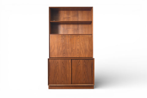SVEND AAGE RASMUSSEN TEAK CREDENZA WITH SECRETARY DESK / BOOKCASE HUTCH