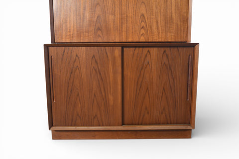 SVEND AAGE RASMUSSEN TEAK CREDENZA WITH SECRETARY DESK / BOOKCASE HUTCH
