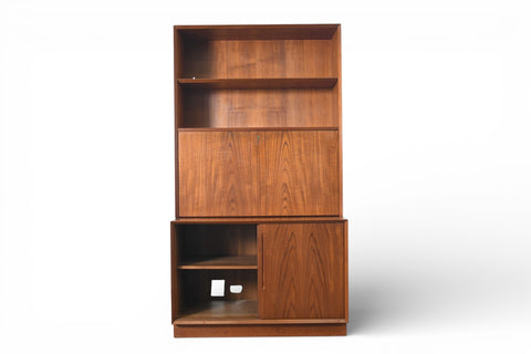 SVEND AAGE RASMUSSEN TEAK CREDENZA WITH SECRETARY DESK / BOOKCASE HUTCH