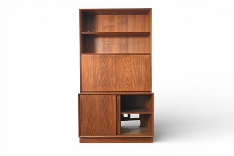 SVEND AAGE RASMUSSEN TEAK CREDENZA WITH SECRETARY DESK / BOOKCASE HUTCH