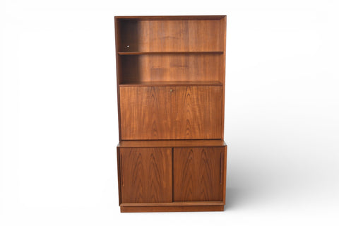 SVEND AAGE RASMUSSEN TEAK CREDENZA WITH SECRETARY DESK / BOOKCASE HUTCH
