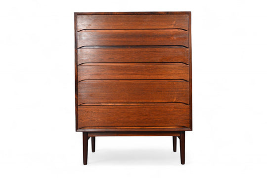 DANISH MODERN SIX DRAWER ROSEWOOD HIGHBOY DRESSER