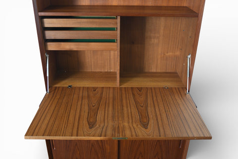 SVEND AAGE RASMUSSEN TEAK CREDENZA WITH SECRETARY DESK / BOOKCASE HUTCH