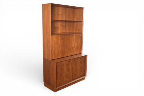 SVEND AAGE RASMUSSEN TEAK CREDENZA WITH SECRETARY DESK / BOOKCASE HUTCH