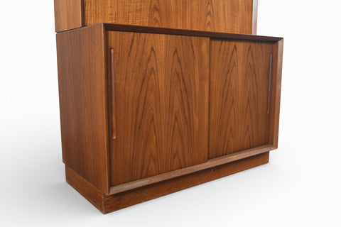 SVEND AAGE RASMUSSEN TEAK CREDENZA WITH SECRETARY DESK / BOOKCASE HUTCH
