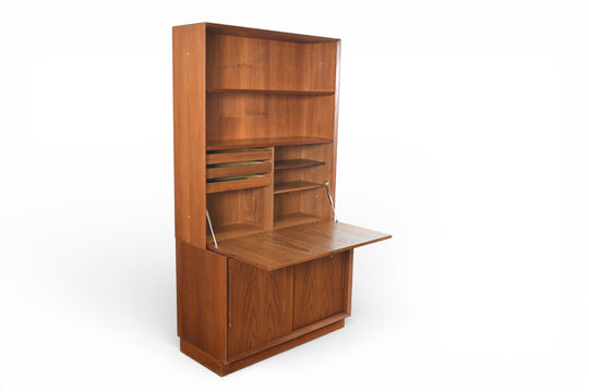 SVEND AAGE RASMUSSEN TEAK CREDENZA WITH SECRETARY DESK / BOOKCASE HUTCH