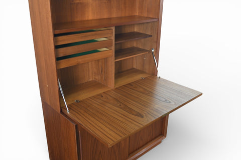 SVEND AAGE RASMUSSEN TEAK CREDENZA WITH SECRETARY DESK / BOOKCASE HUTCH