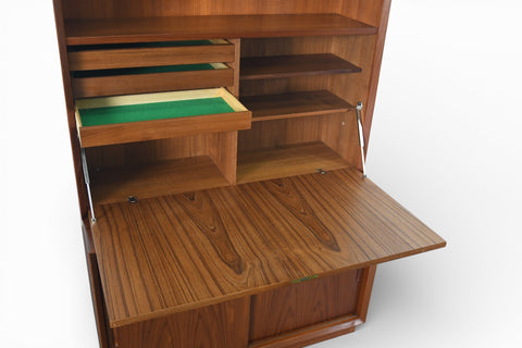 SVEND AAGE RASMUSSEN TEAK CREDENZA WITH SECRETARY DESK / BOOKCASE HUTCH