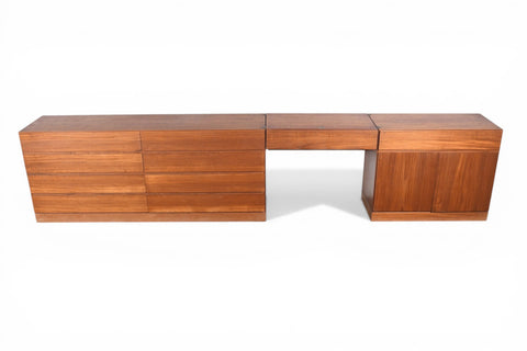 ARNE WAHL IVERSEN TEAK EIGHT DRAWER DRESSER VANITY CREDENZA SUITE | DANISH MODERN 1960s
