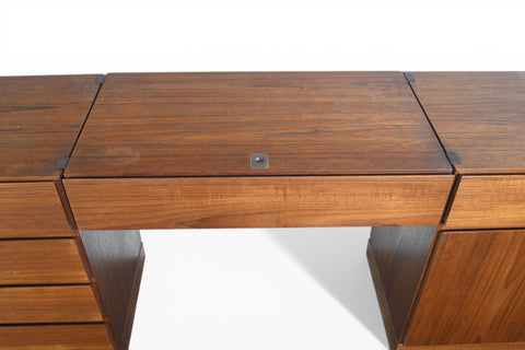 ARNE WAHL IVERSEN TEAK EIGHT DRAWER DRESSER VANITY CREDENZA SUITE | DANISH MODERN 1960s