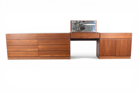 ARNE WAHL IVERSEN TEAK EIGHT DRAWER DRESSER VANITY CREDENZA SUITE | DANISH MODERN 1960s